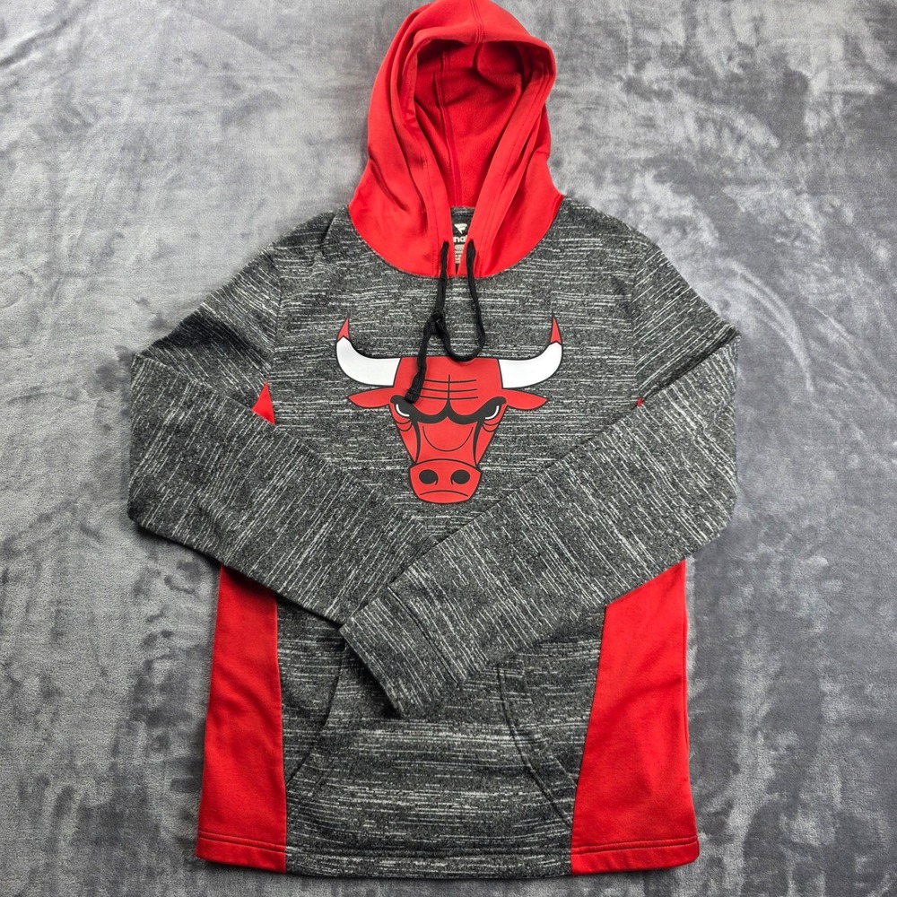 Fanatics‎ Chicago Bulls Hoodie Mens Small Grey Red NBA Space Dye Pullover